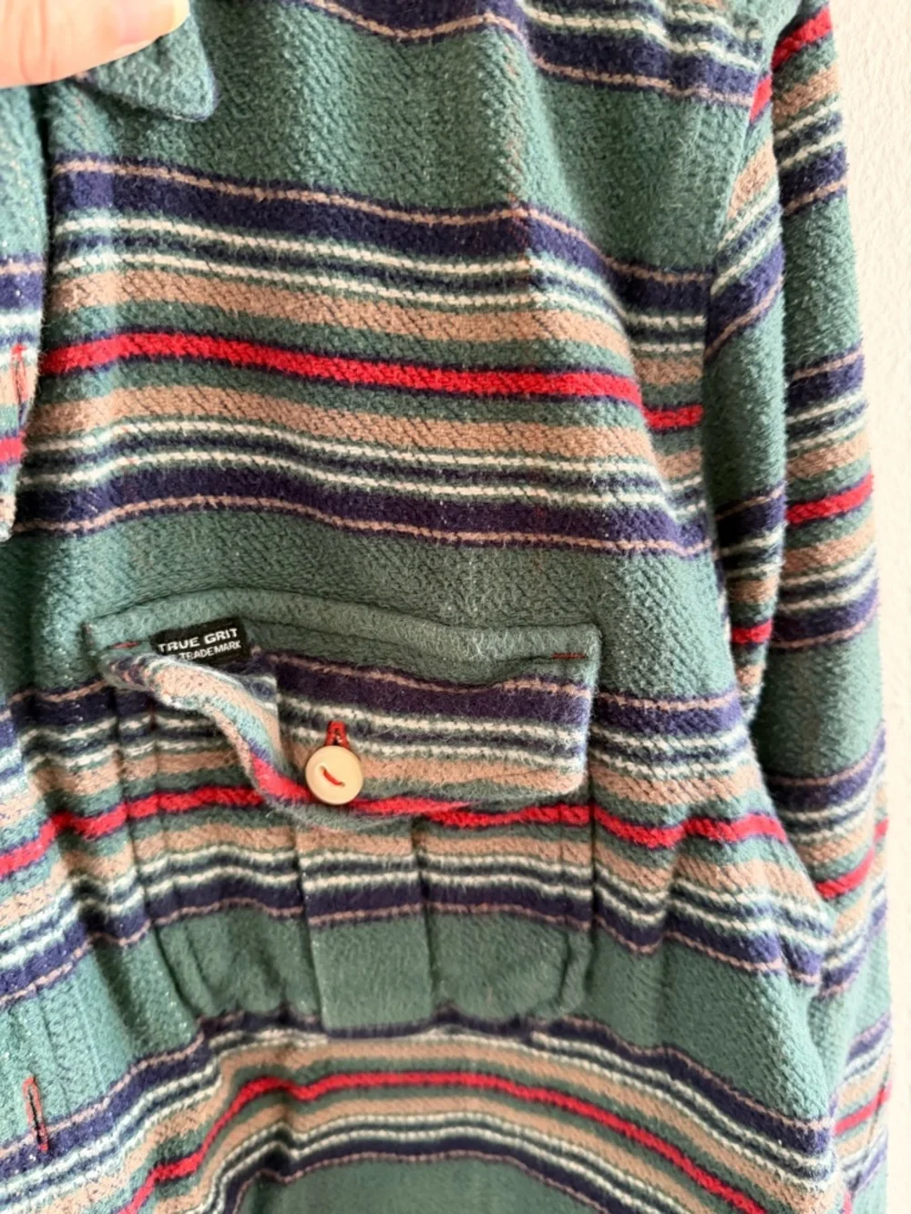 True Grit Men's Green Striped Shirt Jacket with Multicolor Accents - Picture 3 of 3
